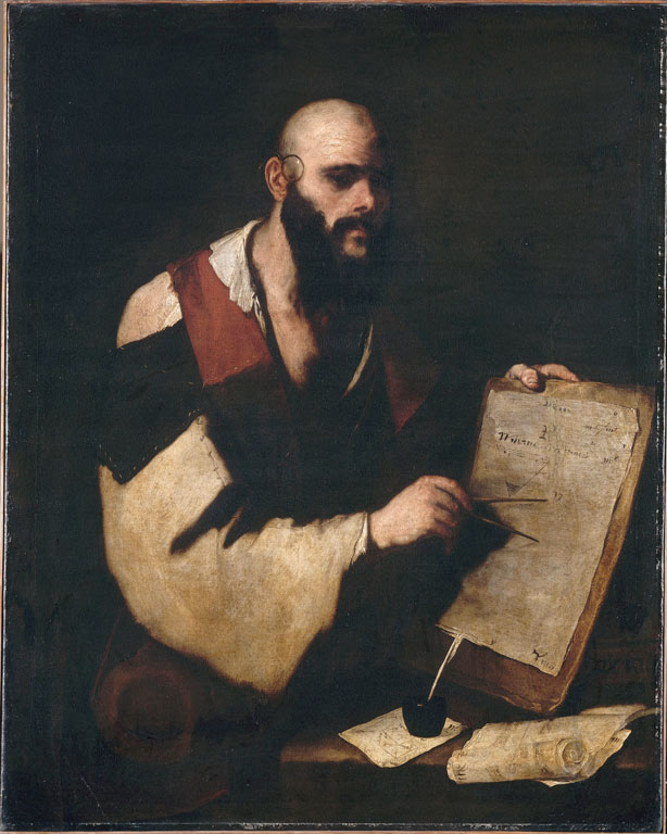 Luc Giordano, Philosophe traçant des figures géométriques avec un compas, 1660